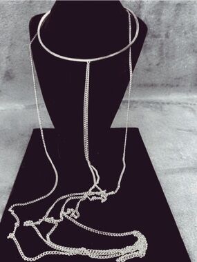 henri bendel Silver Multi-Layer Chain Necklace